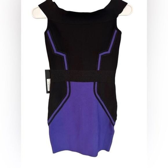 Guess by Marciano Bandage off shoulder Dress XS NWT black and purple mini - Picture 5 of 12